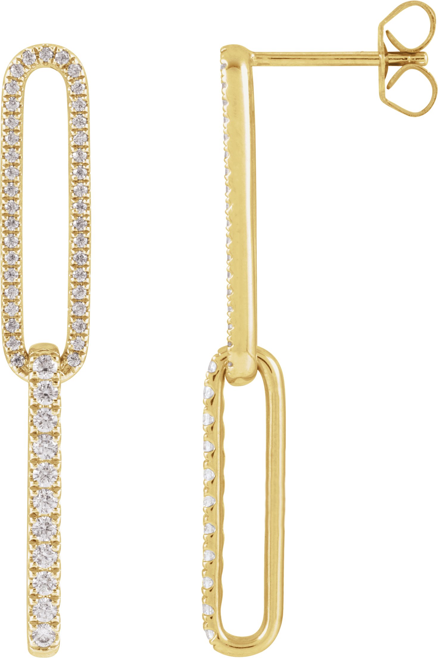 14K Yellow 1/2 CTW Lab-Grown Diamond Elongated Link Earrings