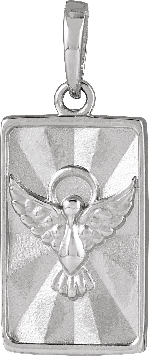 14K White Holy Spirit & Dove Pendant