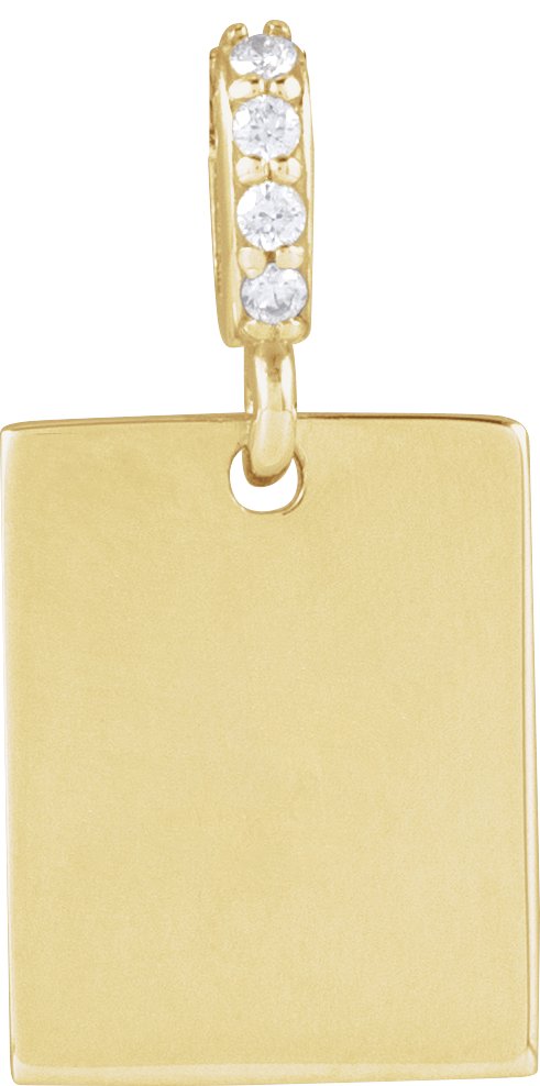 14K Yellow .02 CTW Natural Diamond Engravable Pendant