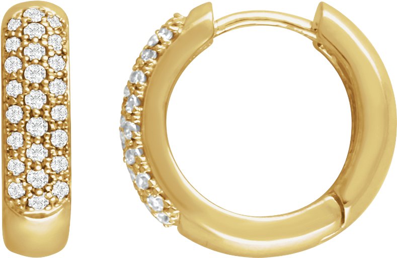 14K Yellow 1/2 CTW Natural Diamond Hoop Earrings