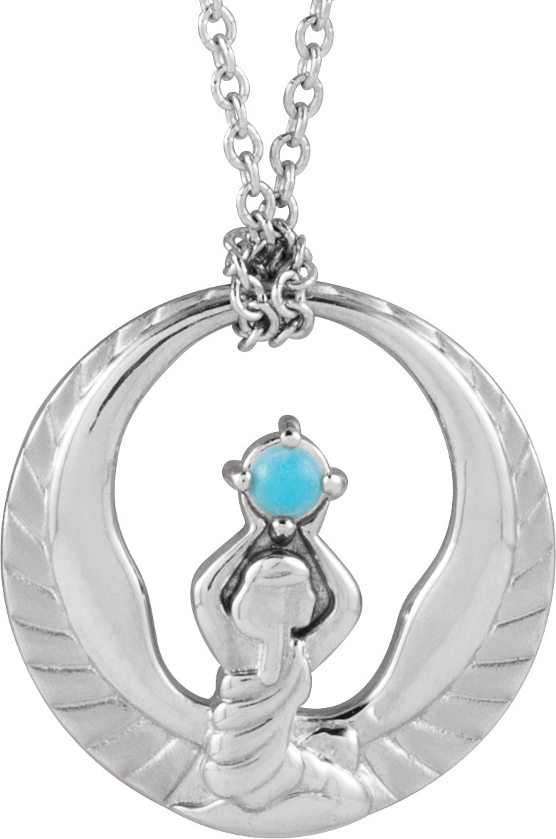 Sterling Silver Natural Turquoise Phoenix 18" Necklace