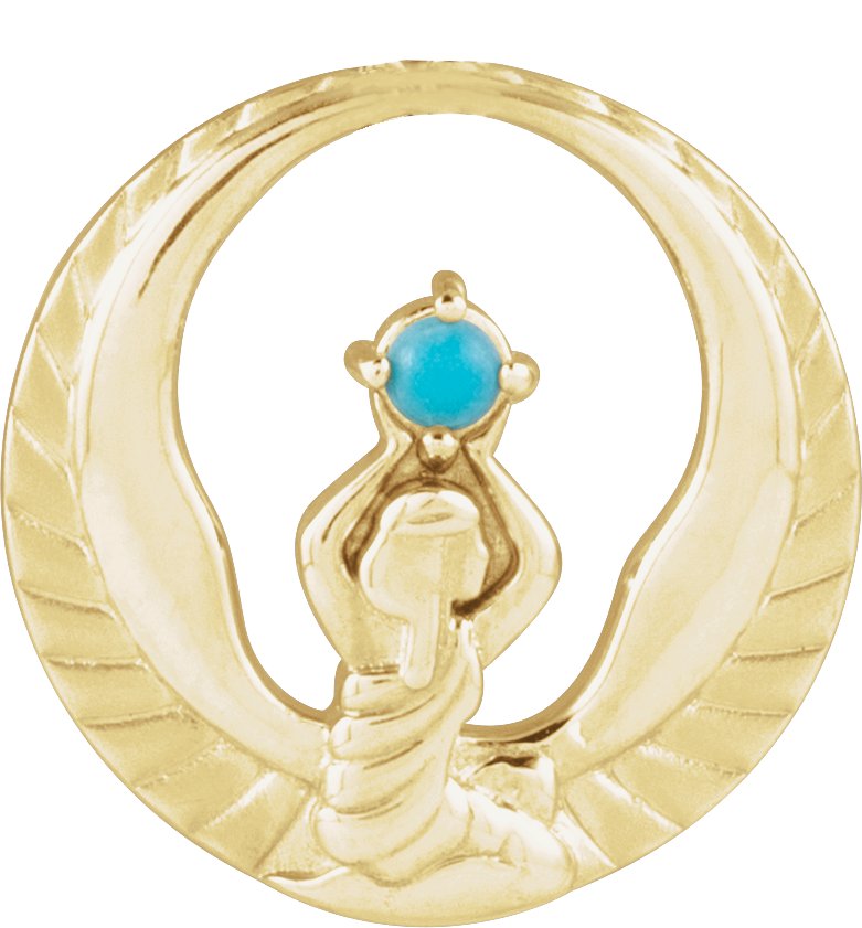 14K Yellow Natural Turquoise Phoenix Pendant