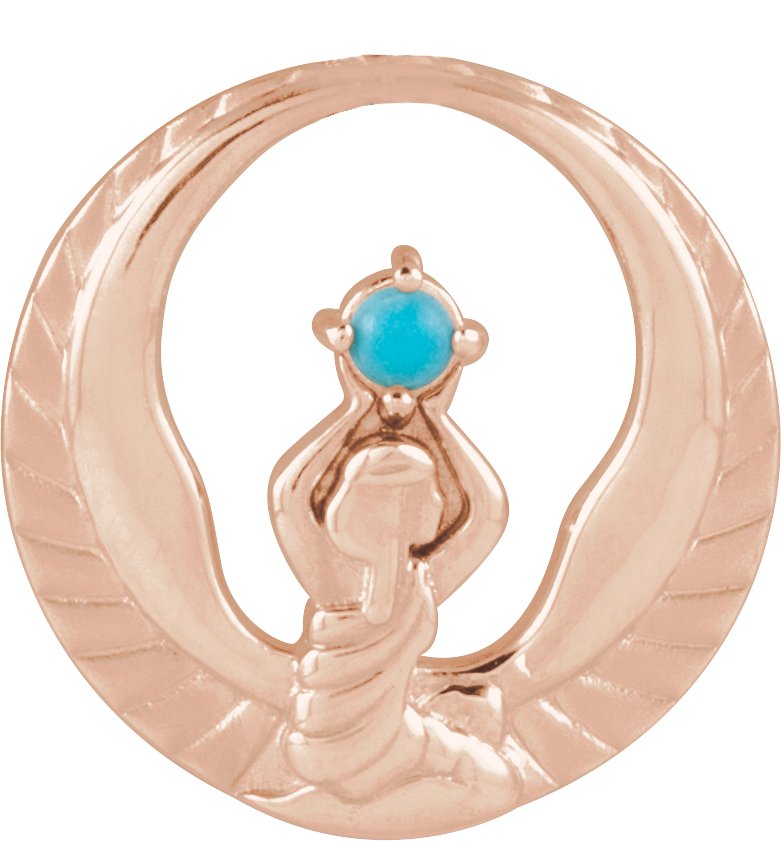 14K Rose Natural Turquoise Phoenix Pendant