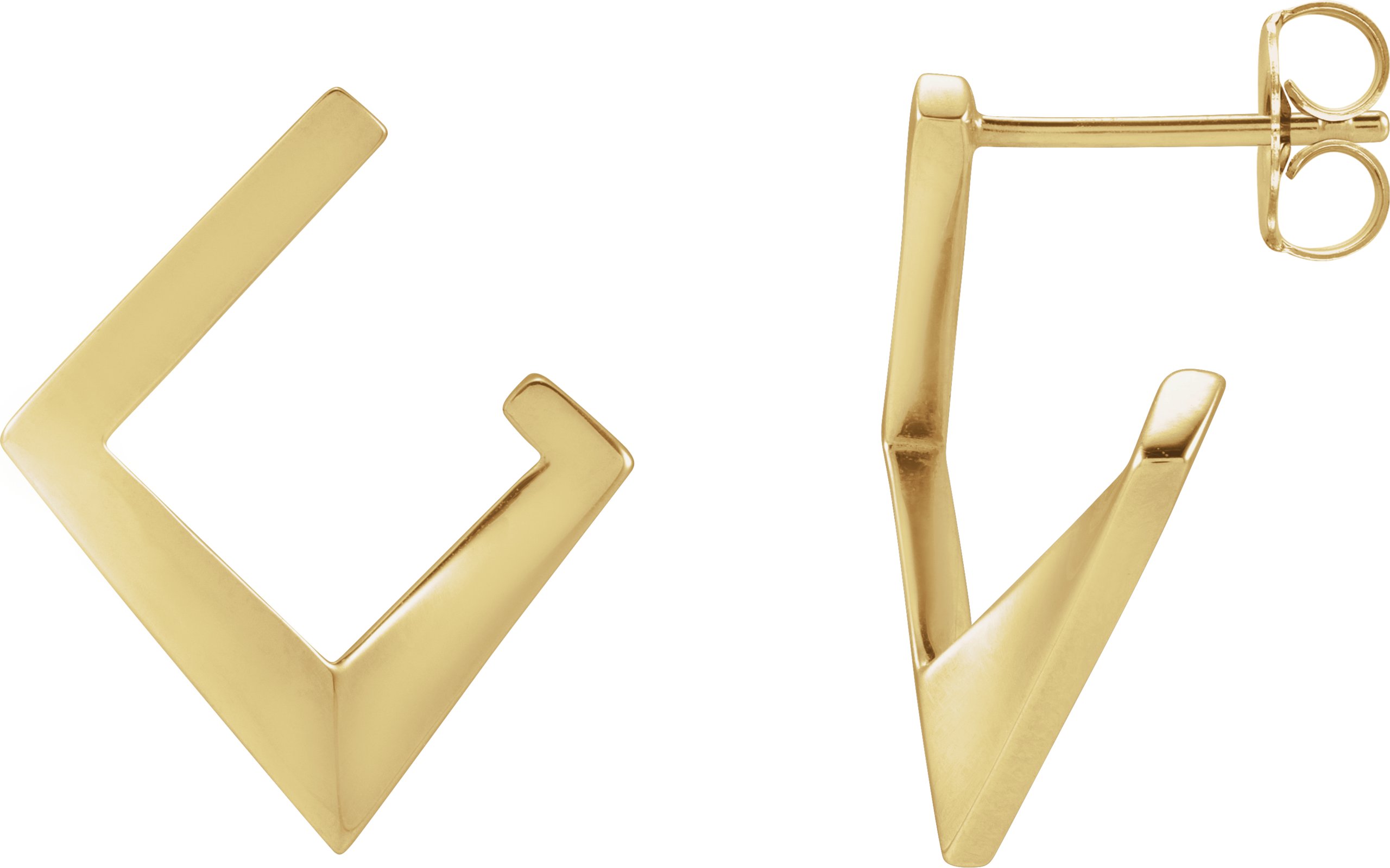 14K Yellow Left Geometric Front Back Hoop Earring Ref 21383547