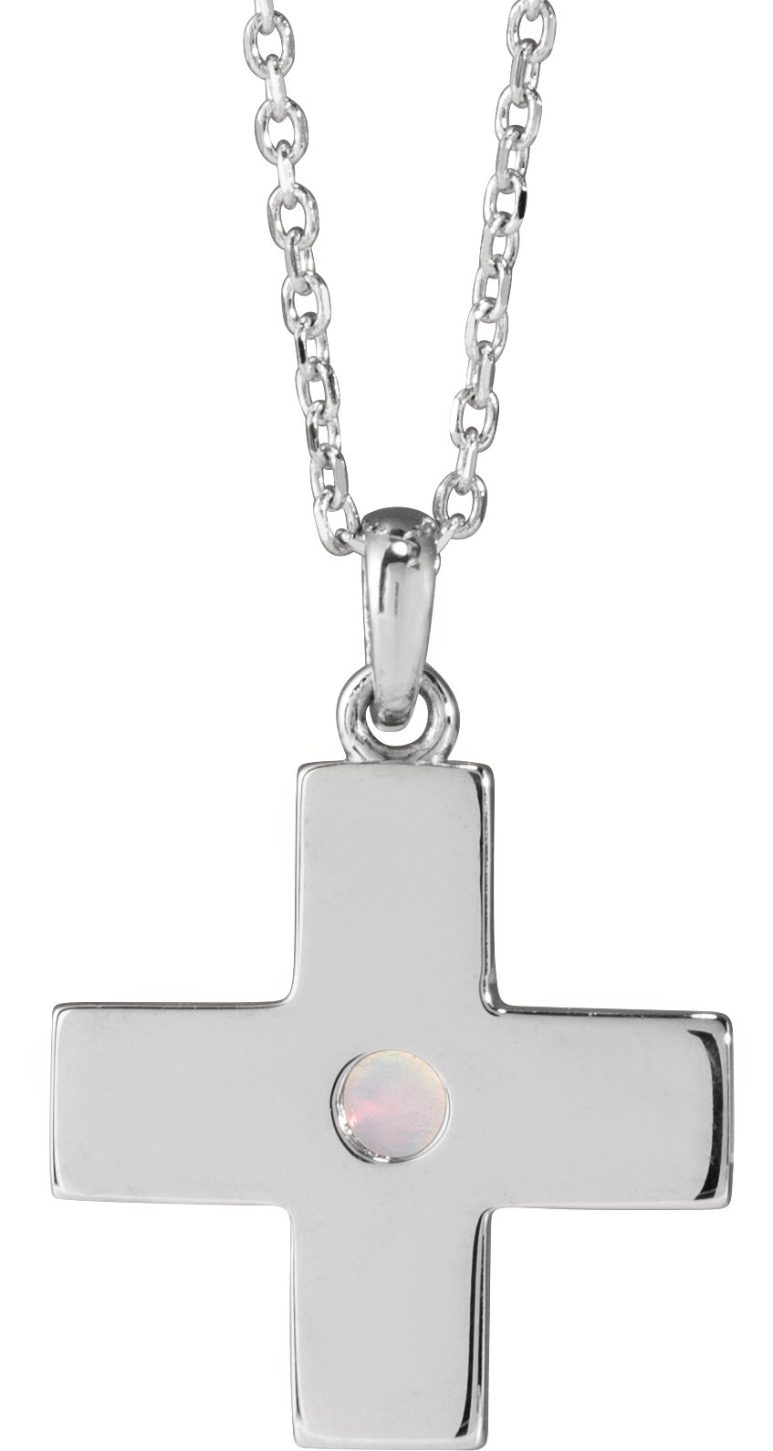 Natural White Opal Gratitude Cross 16-18" Necklace view 3