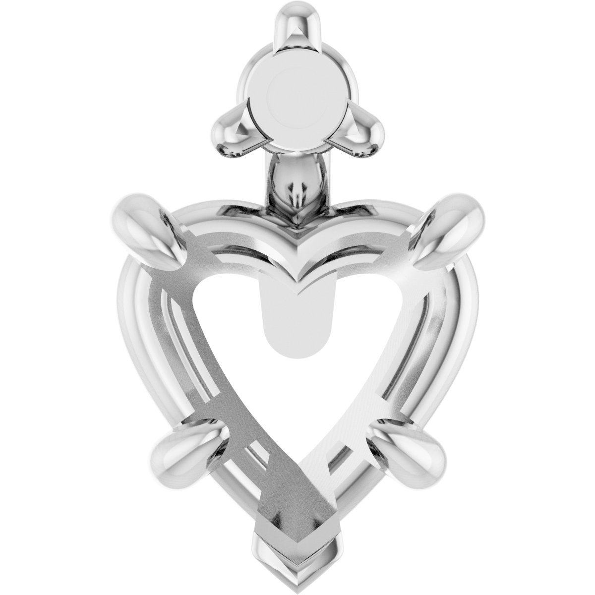 Heart 5-Prong V-End Accented Earring Setting