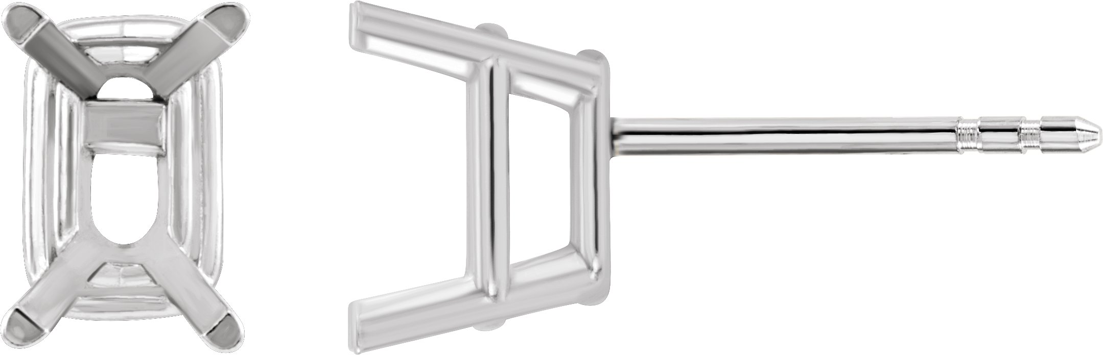 Emerald 4-Prong Light Stud Earrings