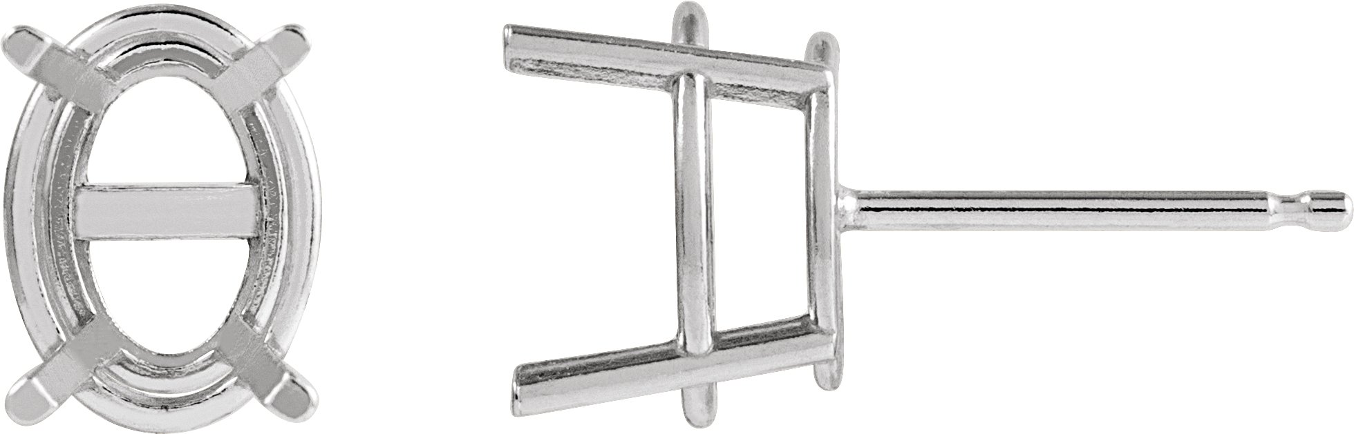 Oval 4-Prong Stud Earrings