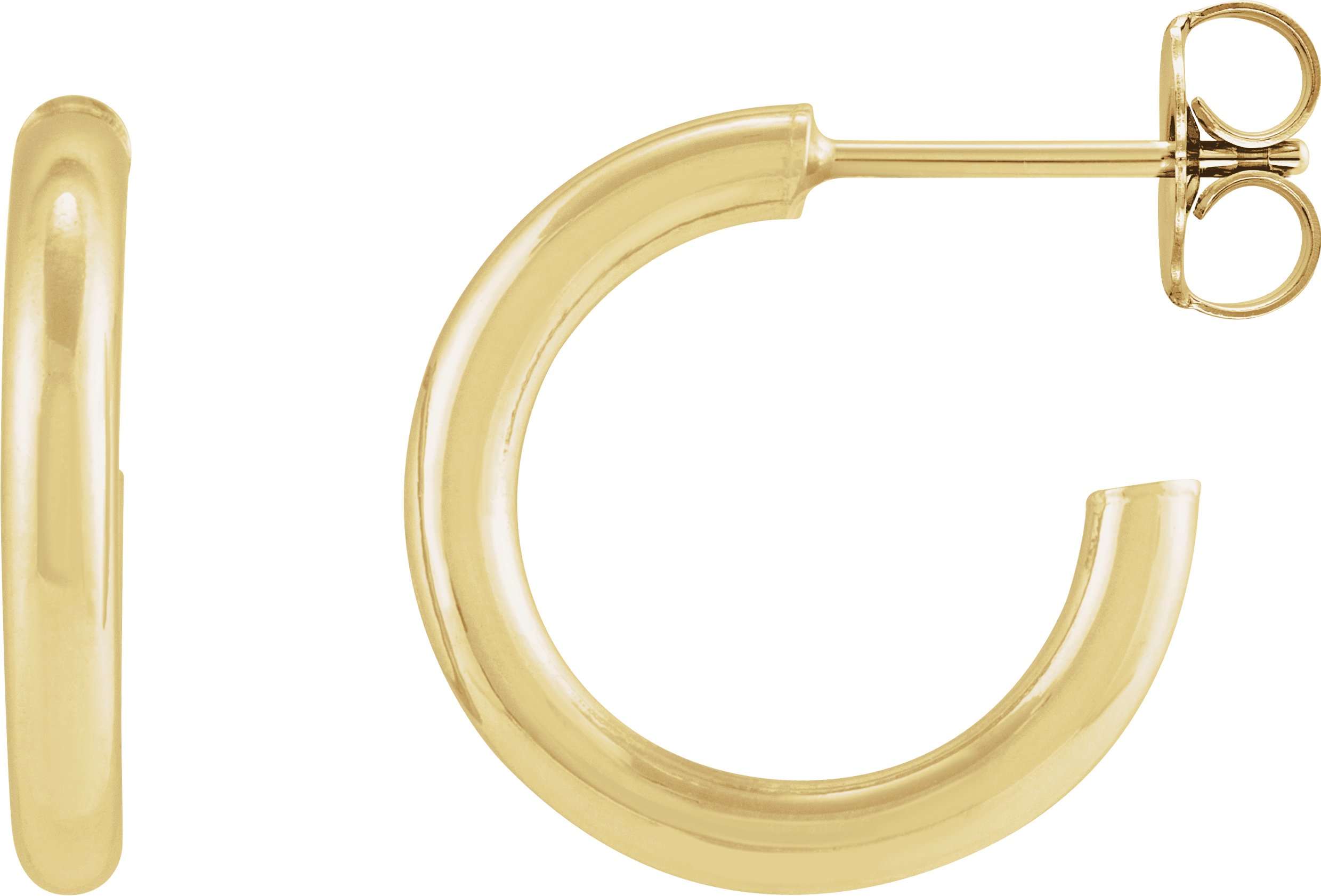 14K Yellow Tube 13 mm Hoop Earrings