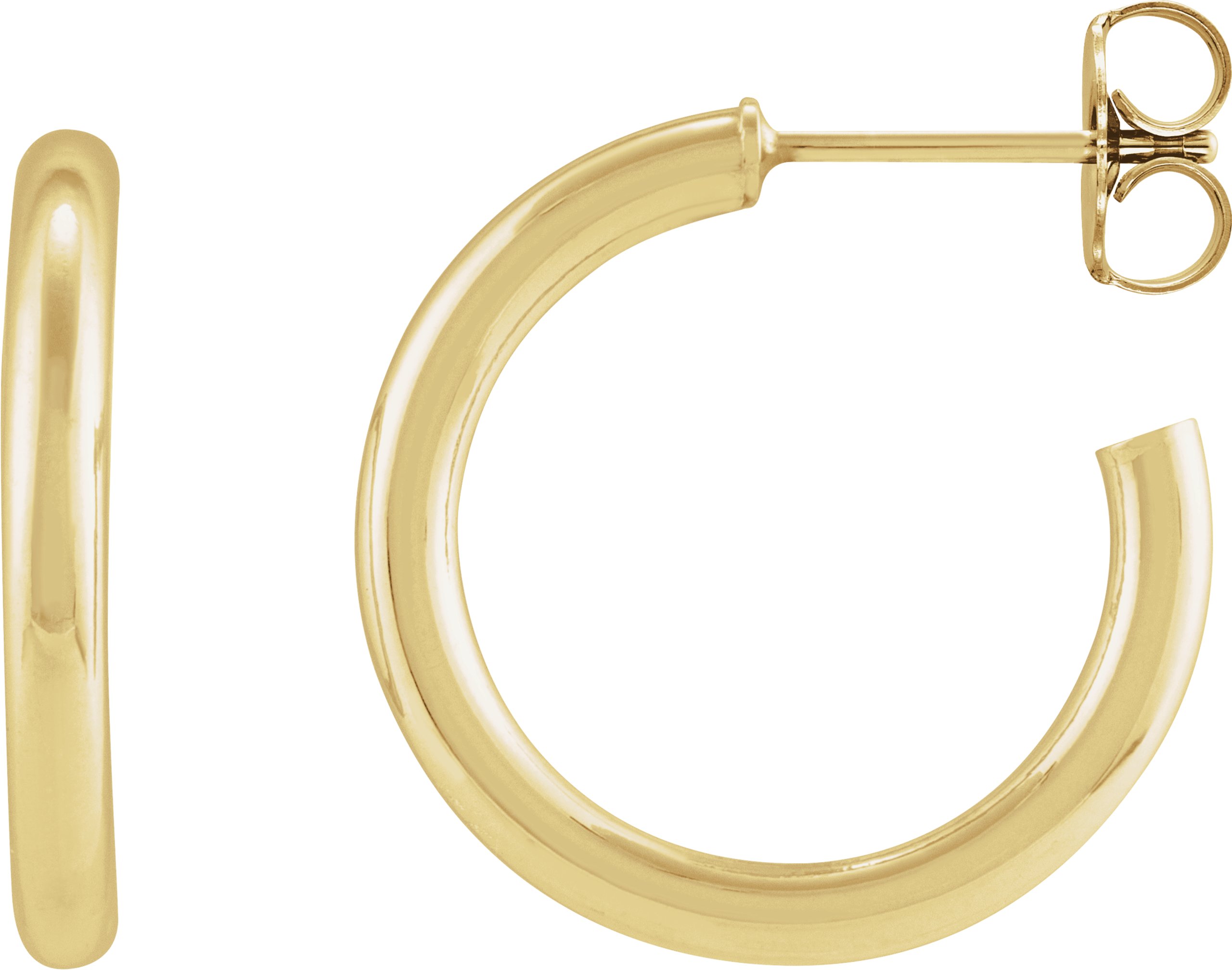 14K Yellow Tube 20 mm Hoop Earrings