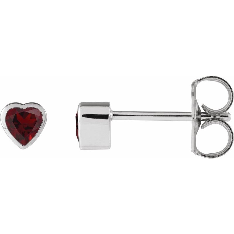 Heart Bezel-Set Stud Earrings