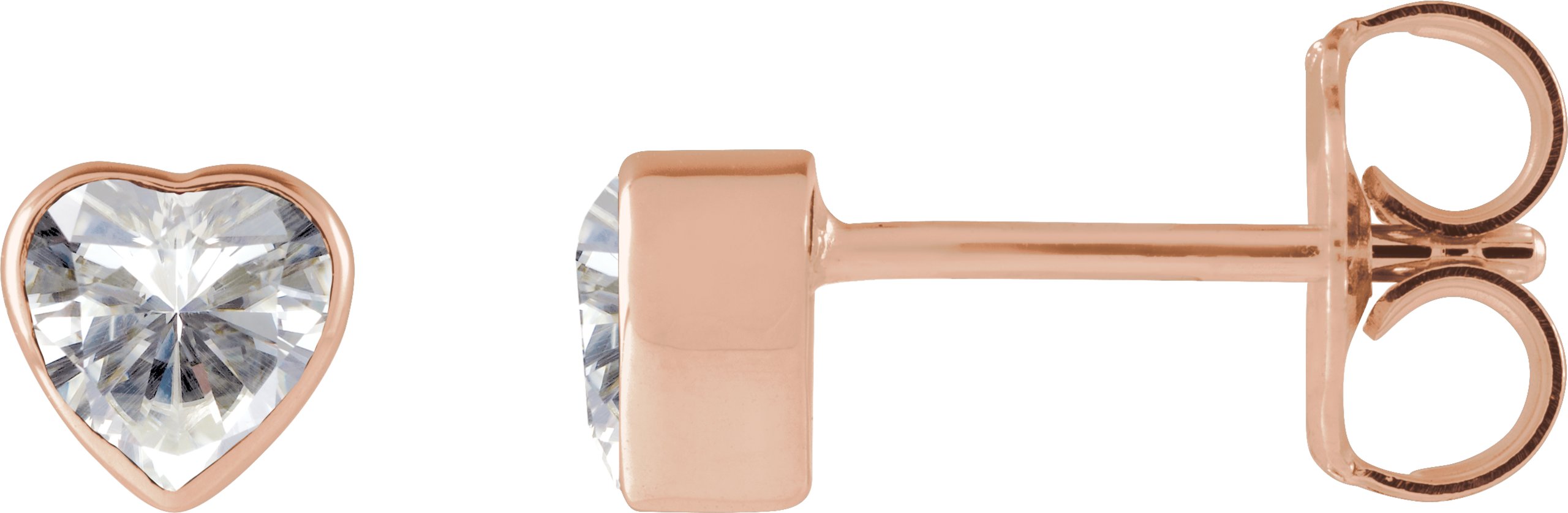Heart Bezel-Set Stud Earrings