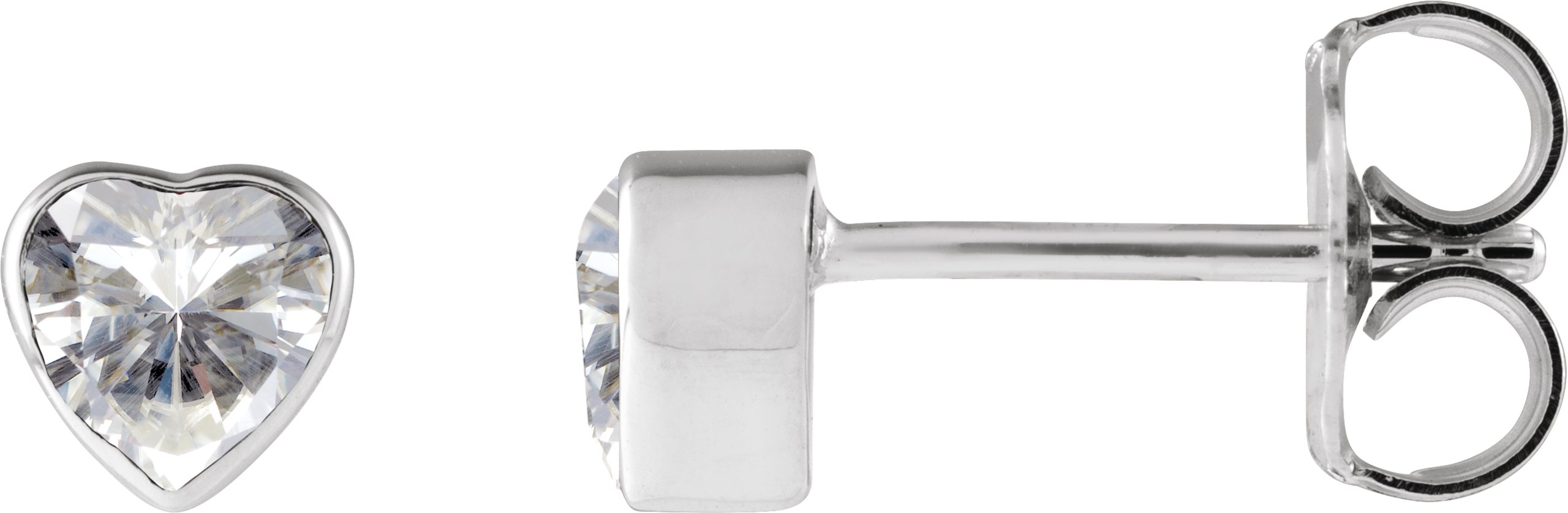 Heart Bezel-Set Stud Earrings