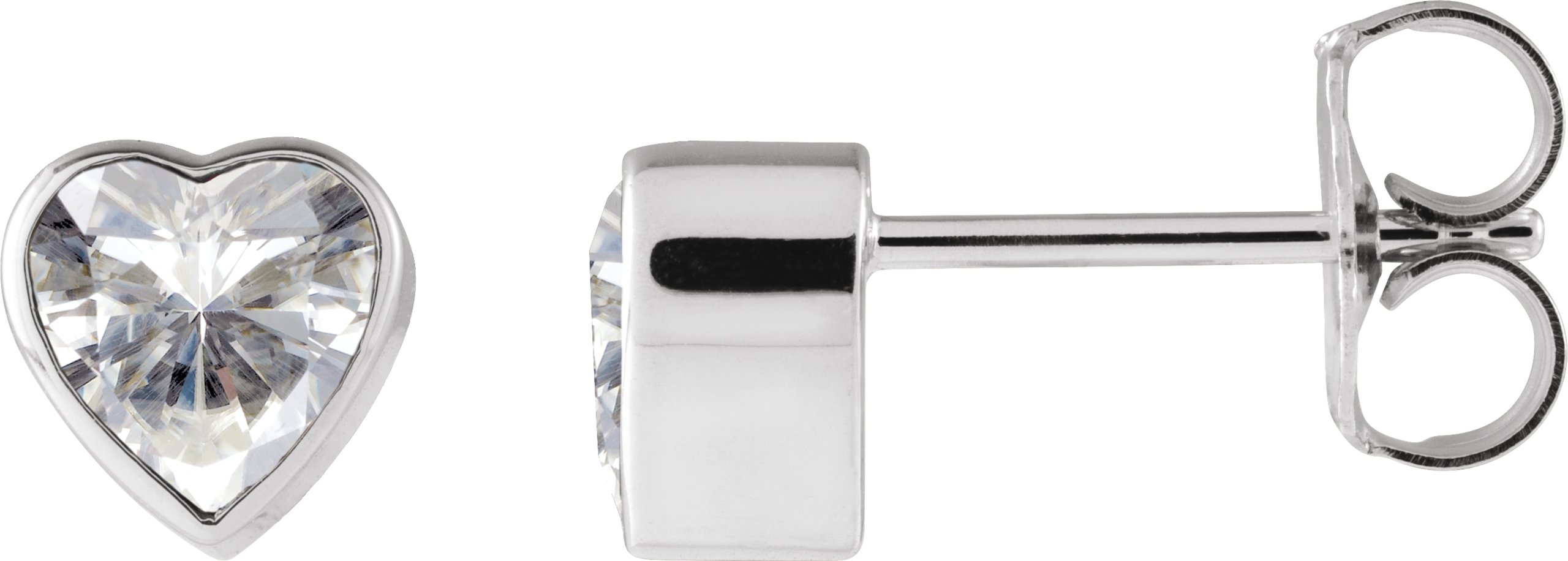 Heart Bezel-Set Stud Earrings