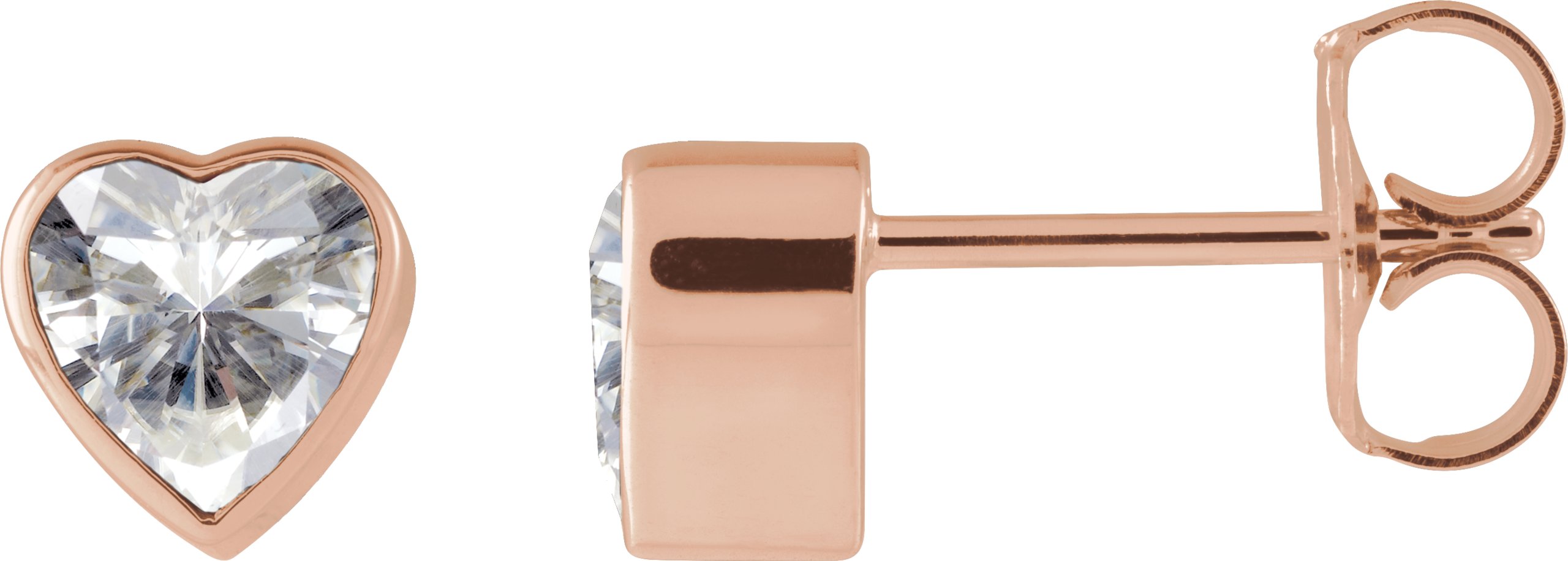Heart Bezel-Set Stud Earrings