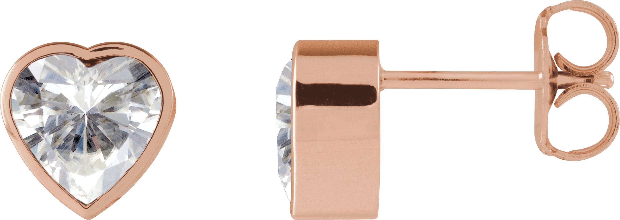 Heart Bezel-Set Stud Earrings