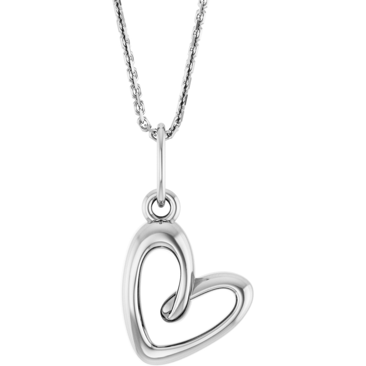 14K White Petite Heart 18" Necklace