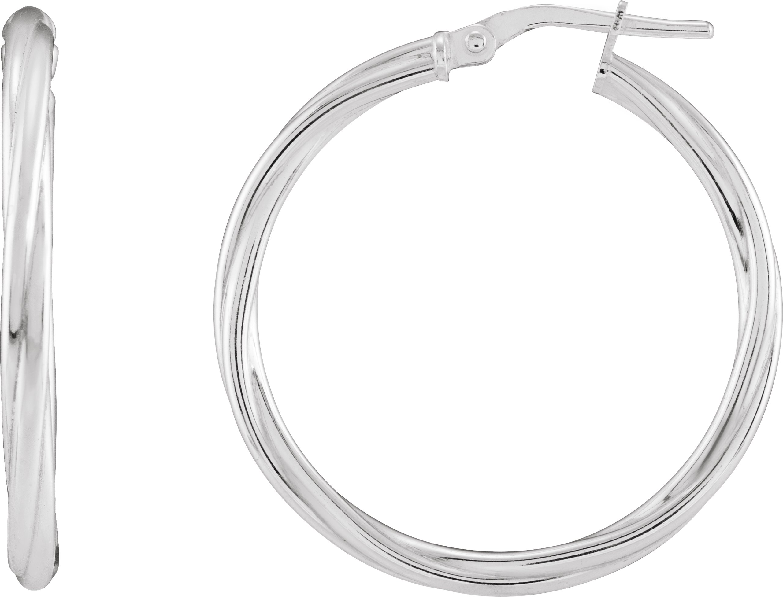Sterling Silver Twisted Tube 30 mm Hoop Earrings