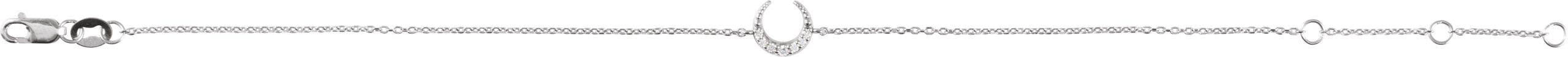 Sterling Silver .04 CTW Natural Diamond Crescent Moon 6 1/2-7 1/2 Bracelet