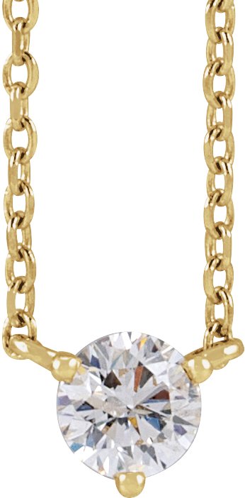 14K Yellow 1/5 CT Natural Diamond 3-Prong 18 Necklace