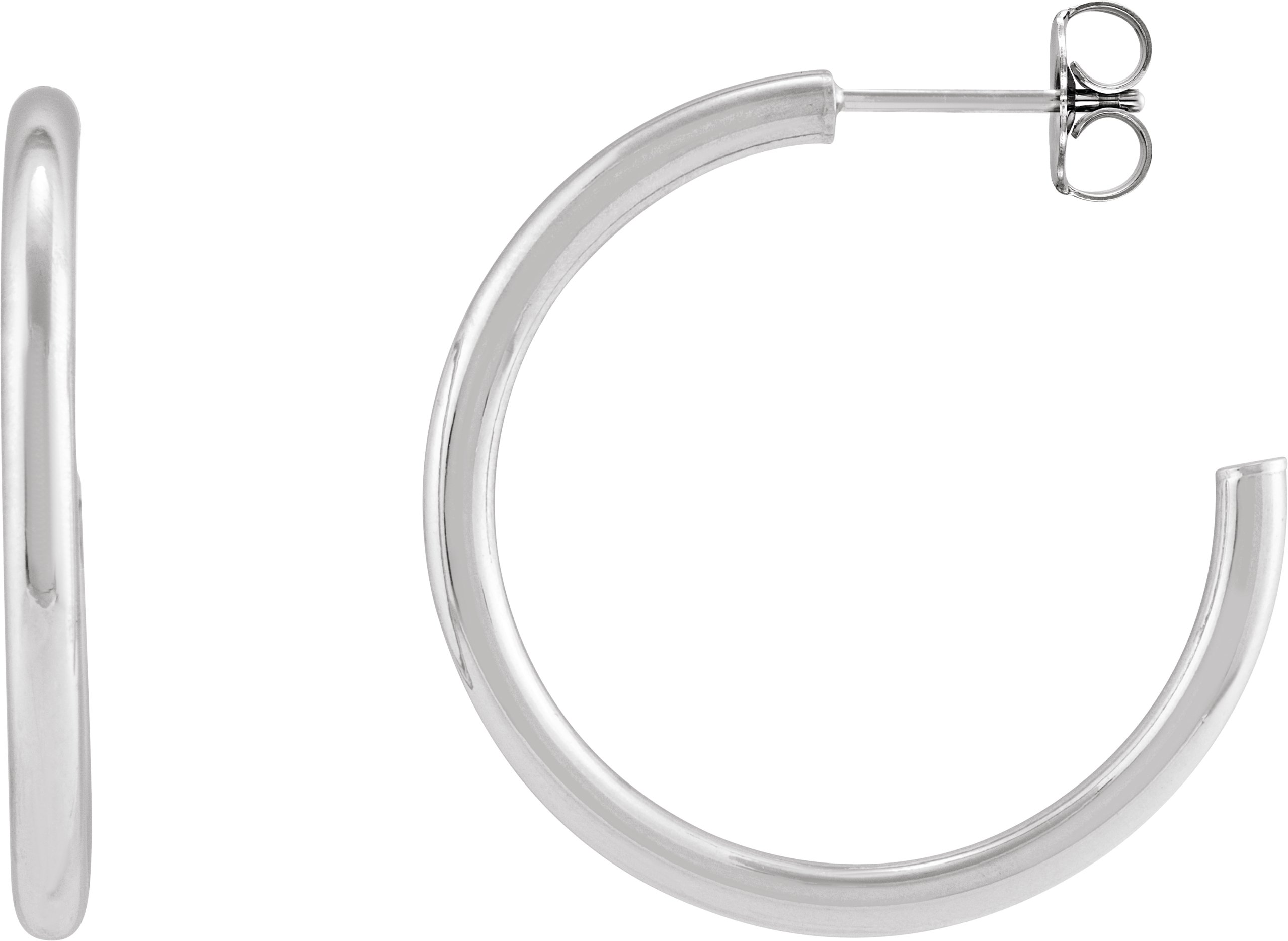 Sterling Silver Tube 30 mm Hoop Earrings