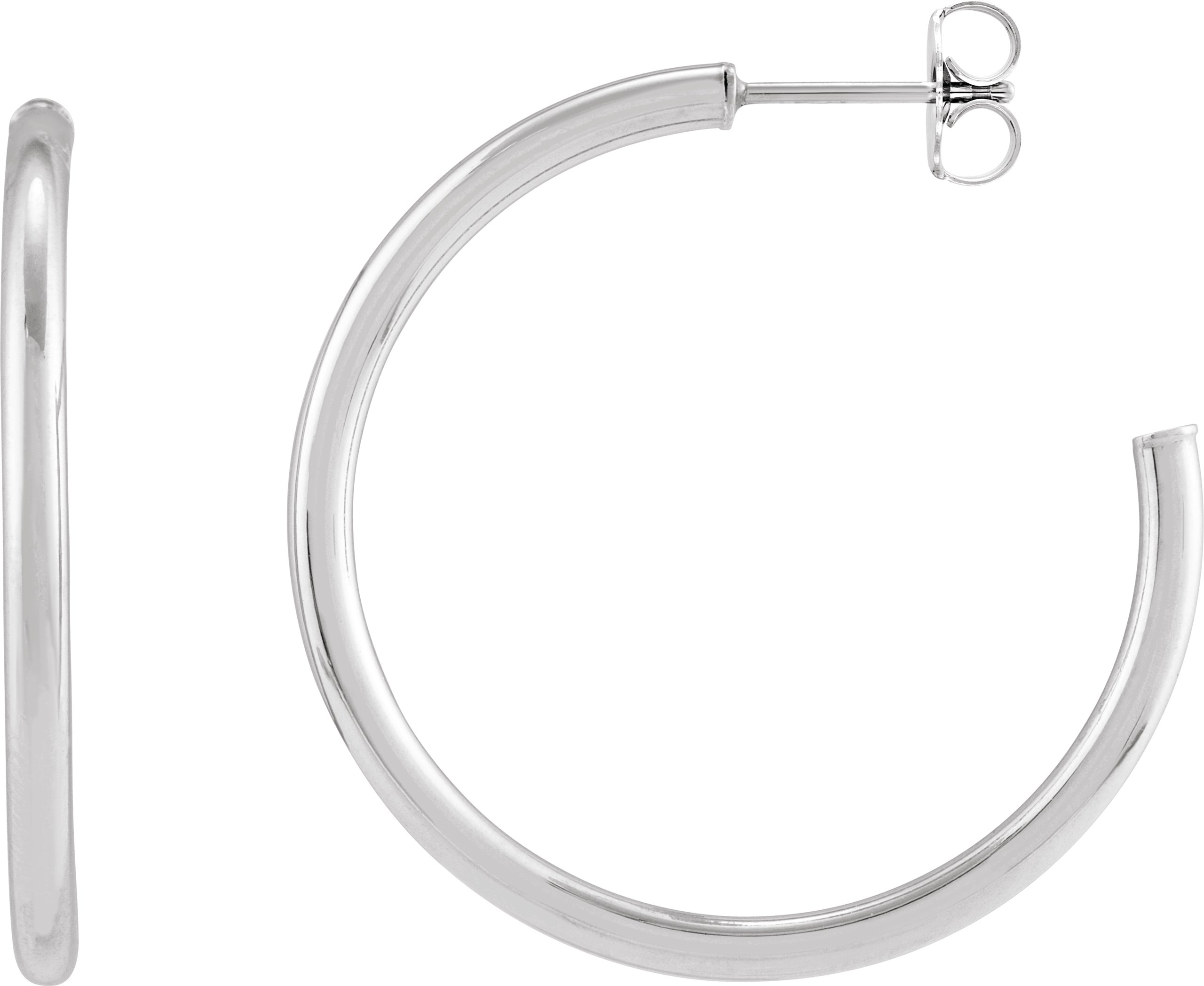 Sterling Silver Tube 35 mm Hoop Earrings