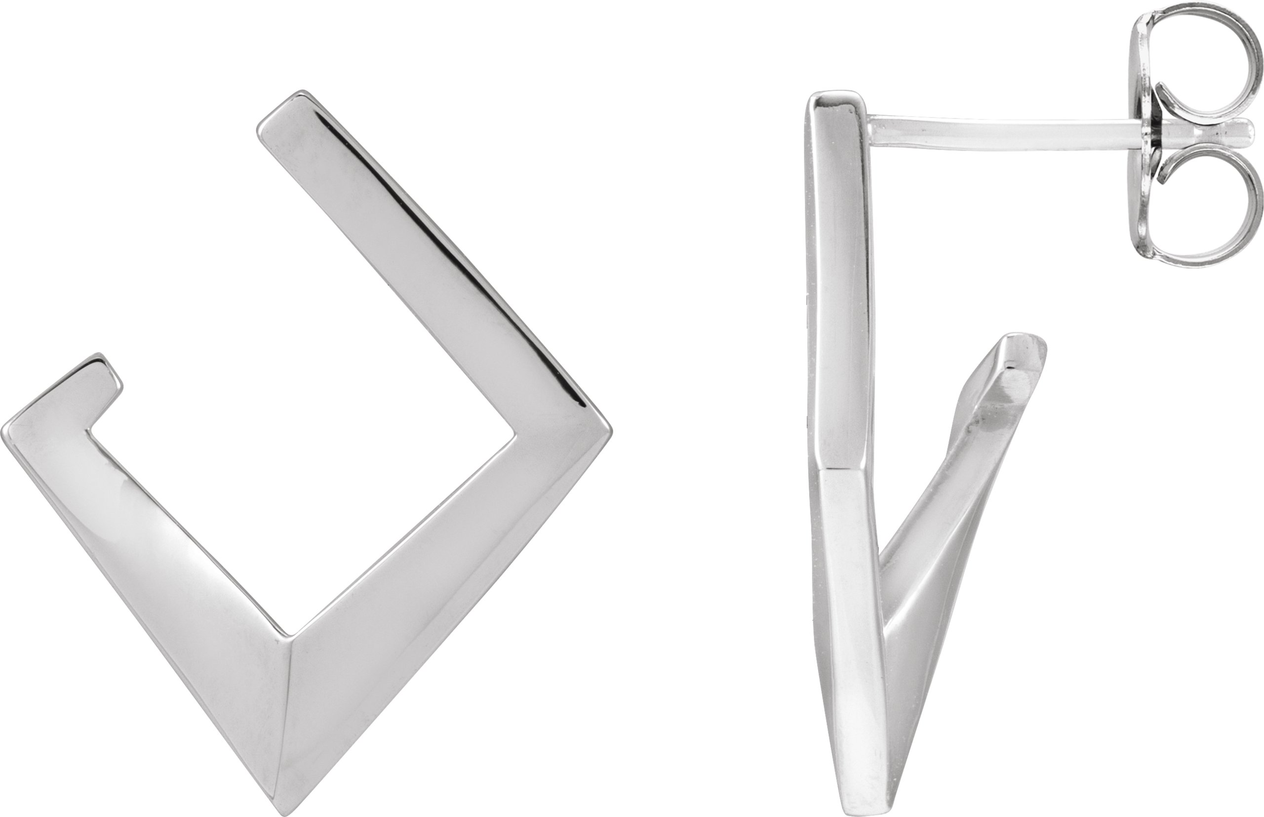 Sterling Silver Right Geometric Front Back Hoop Earring Ref 21390223