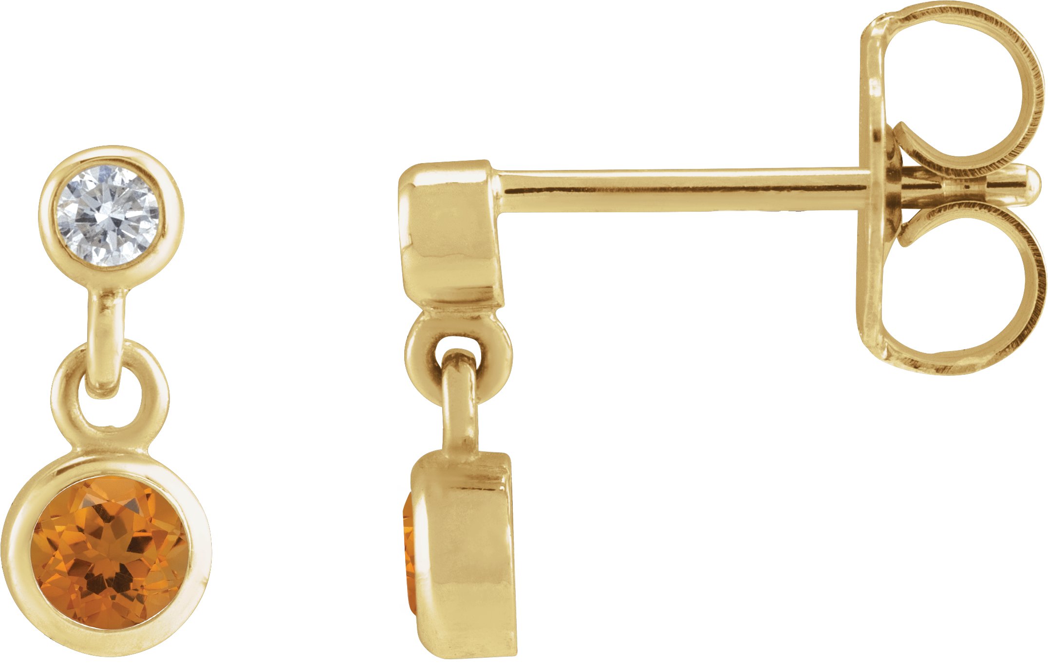 Two-Stone Bezel Set Earrings