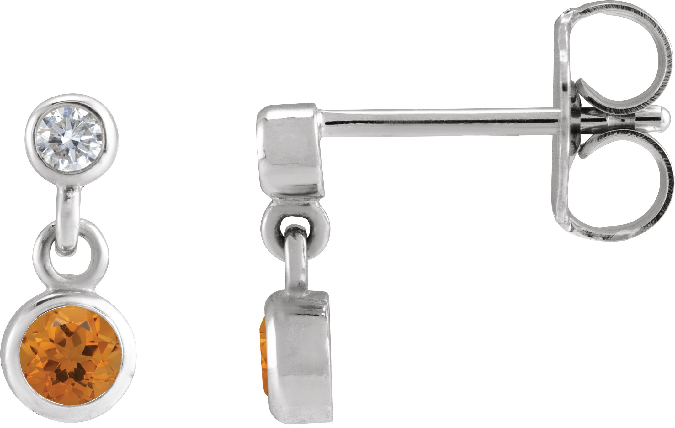 Two-Stone Bezel Set Earrings