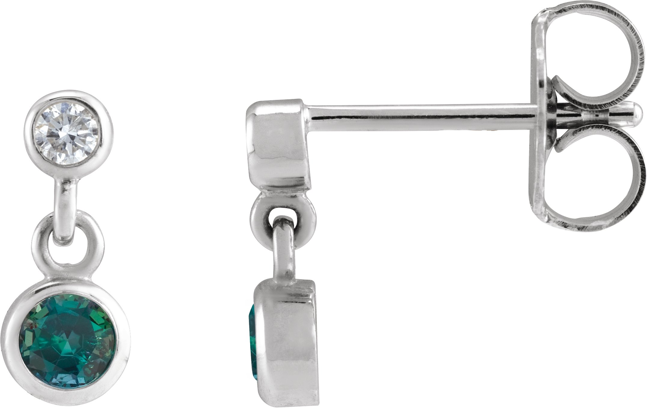 Two-Stone Bezel Set Earrings