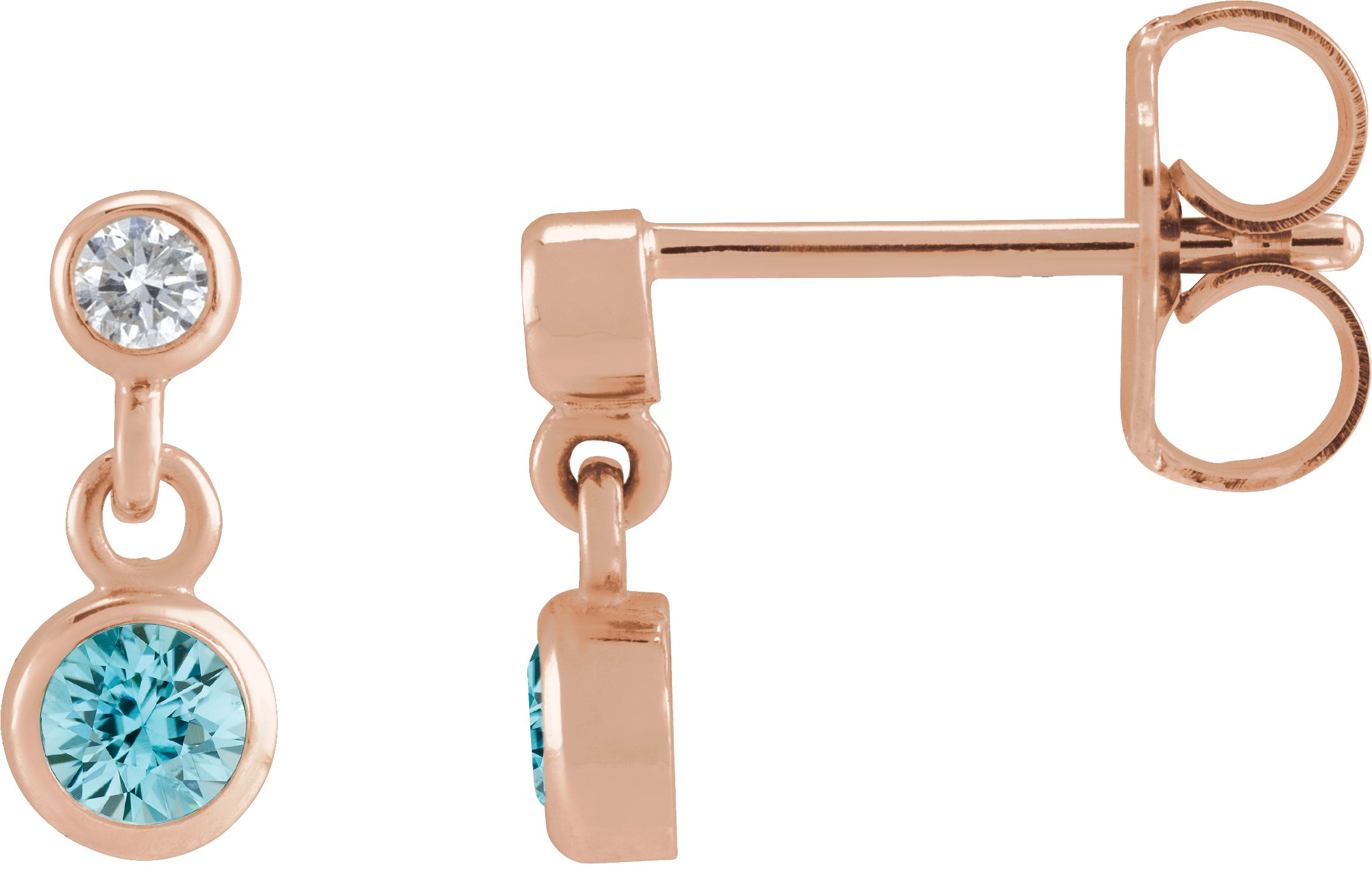 Two-Stone Bezel Set Earrings