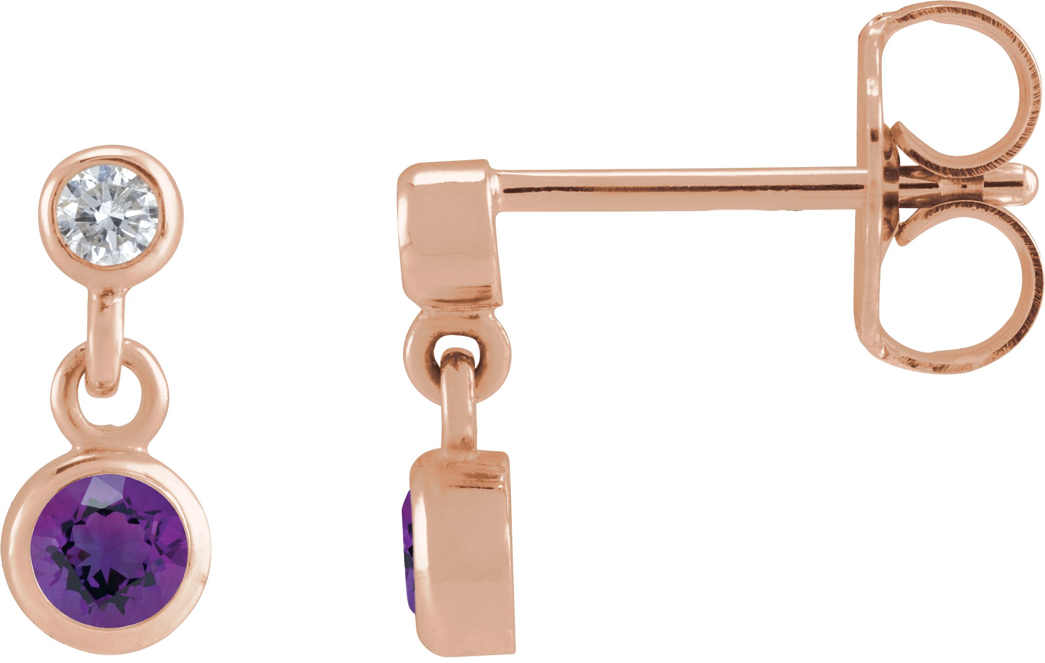 Two-Stone Bezel Set Earrings