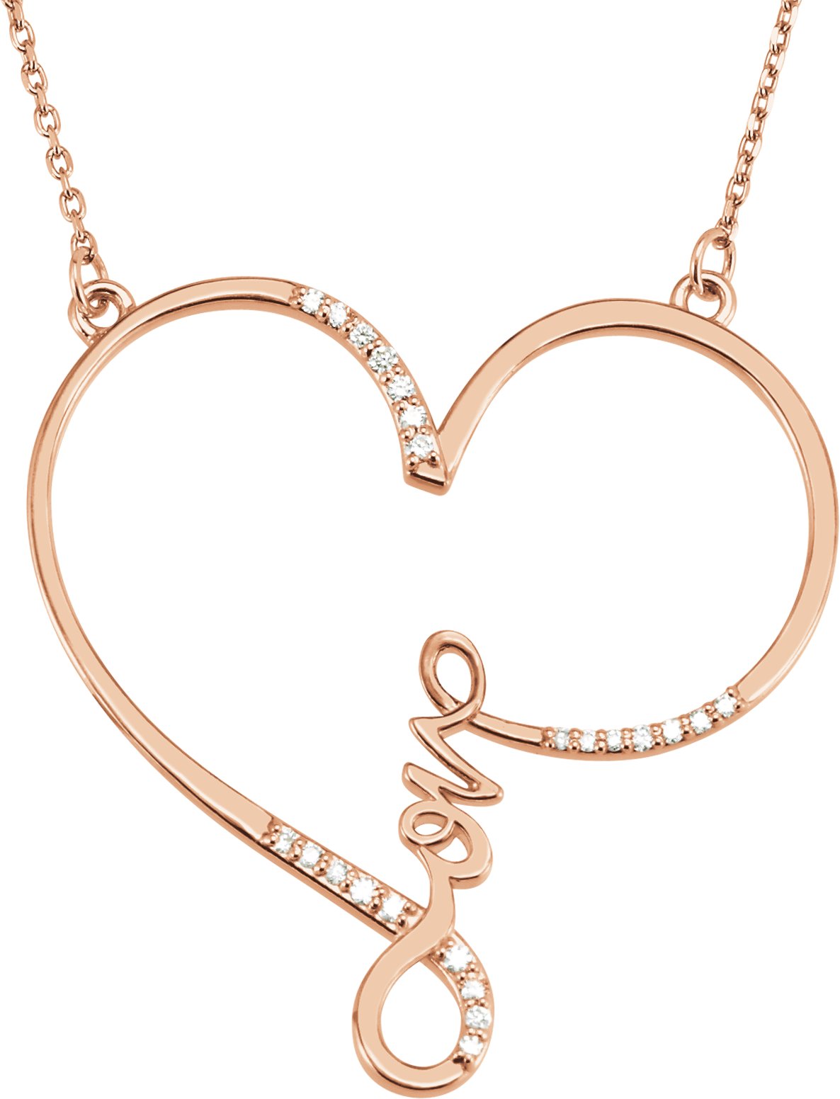 14K Rose .125 CTW Diamond Infinity Inspired Love Heart 18 inch Necklace Ref. 5042646
