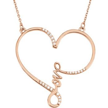14K Rose .125 CTW Diamond Infinity Inspired Love Heart 18 inch Necklace Ref. 5042646