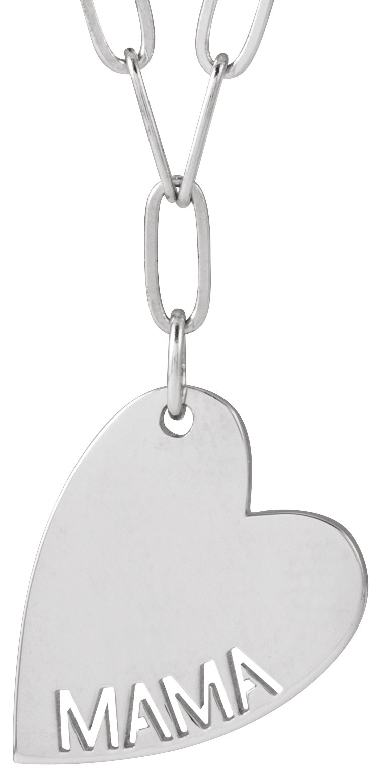 Sterling Silver Mama Heart 18" Necklace