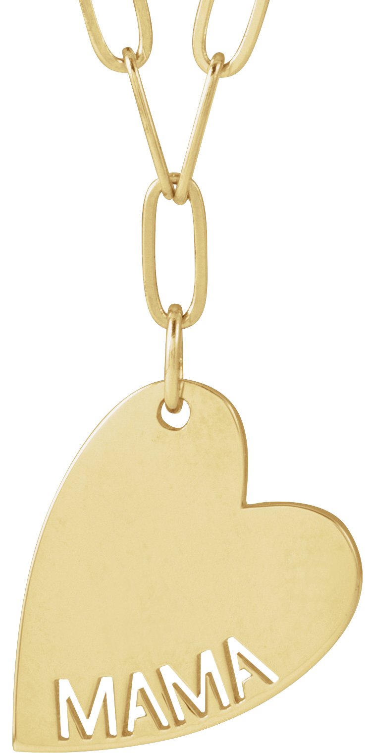 14K Yellow Mama Heart 18" Necklace