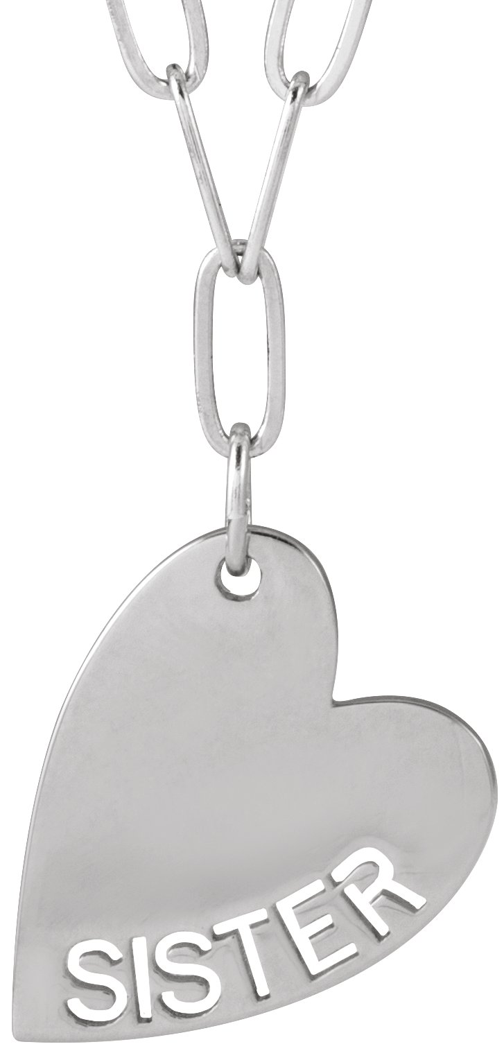 Sterling Silver Sister Heart 18" Necklace