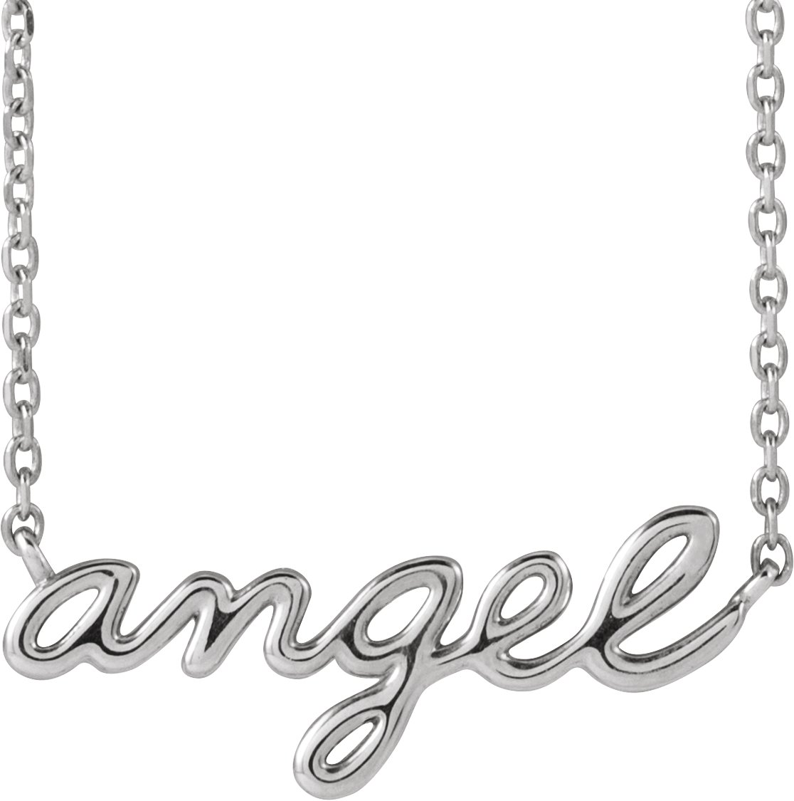 Sterling Silver Angel Script 18" Necklace