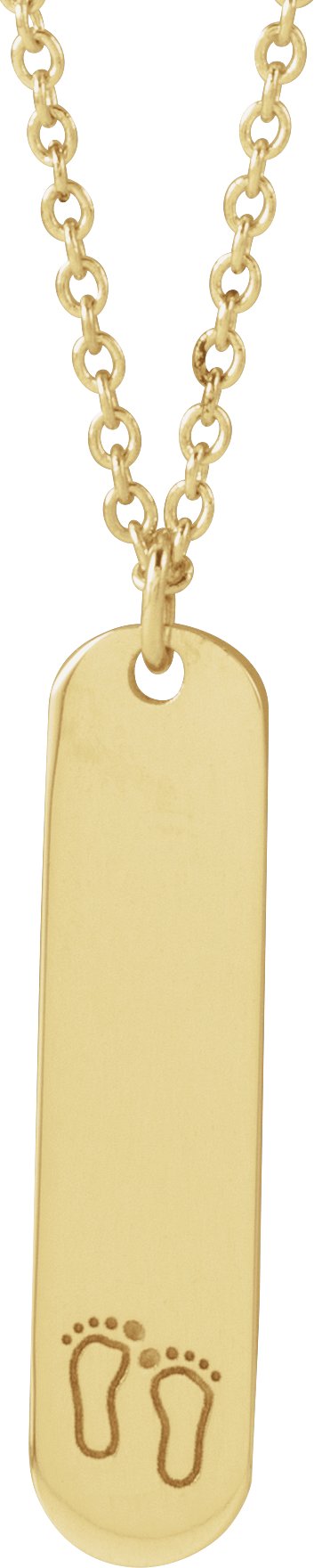 14K Yellow Engravable Footprints 16-18" Necklace