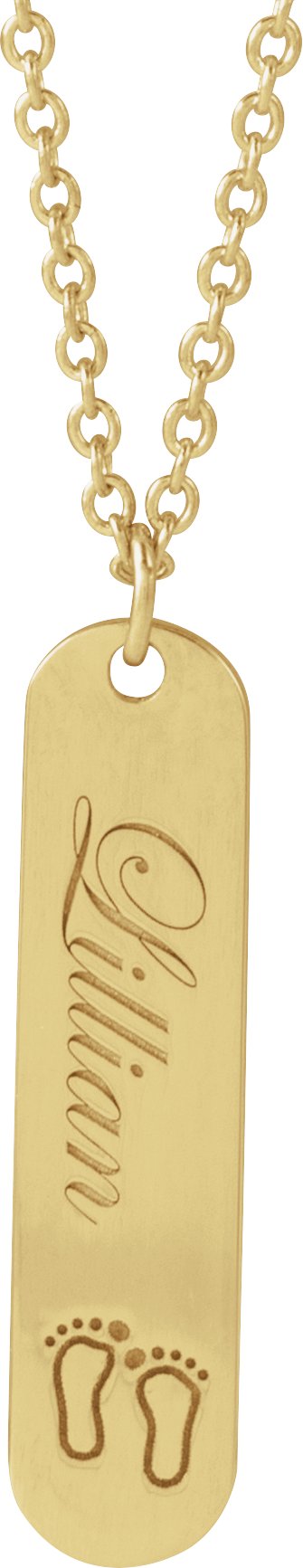 Engraved Footprint Bar Pendant
