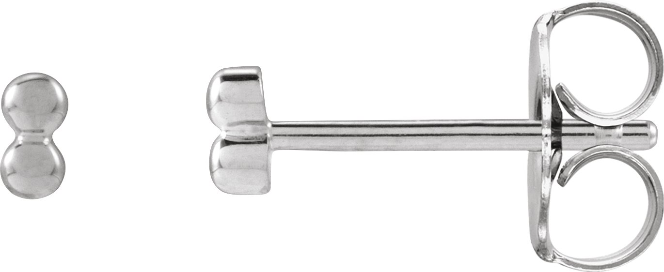 14K White 2 Beads Stud Earrings