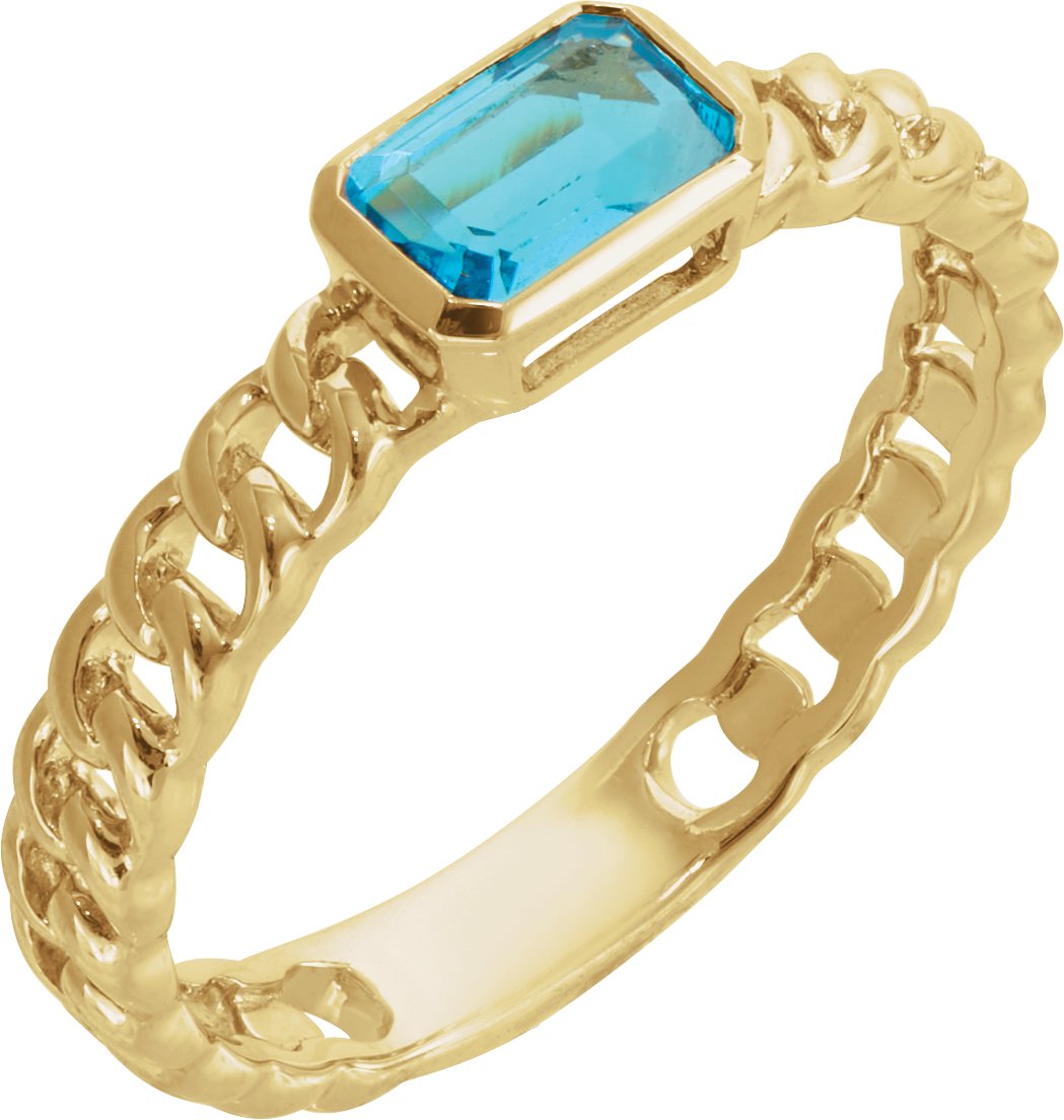 14K Yellow Natural Sky Blue Topaz Ring