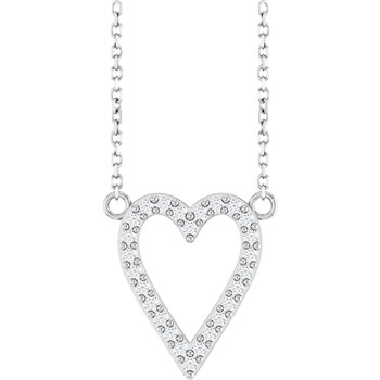 14K Gold 0.17 CTW Natural Diamond Heart 18 inch Necklace