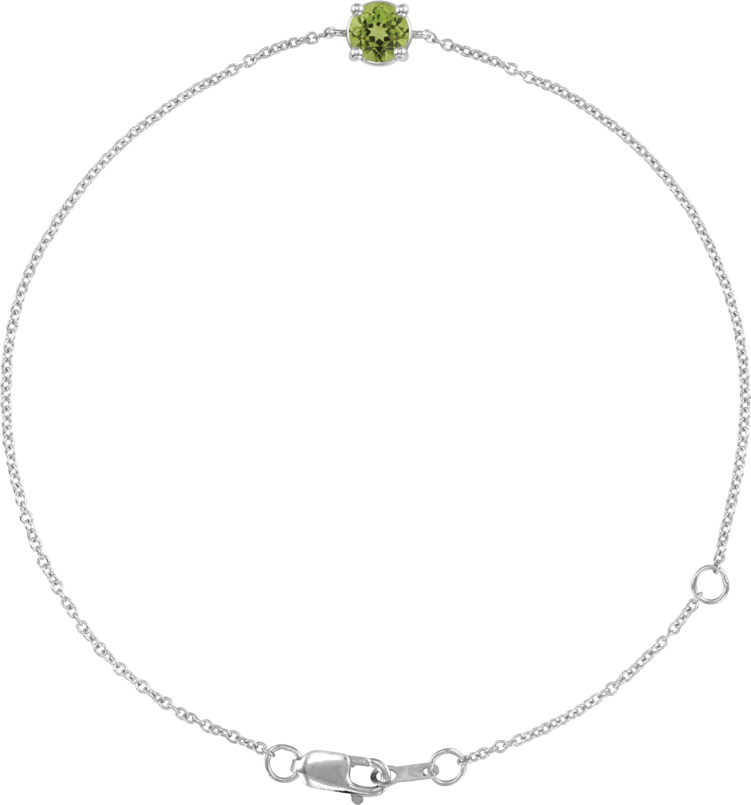 14K White Natural Peridot  6 1/2-7-1/2" Bracelet