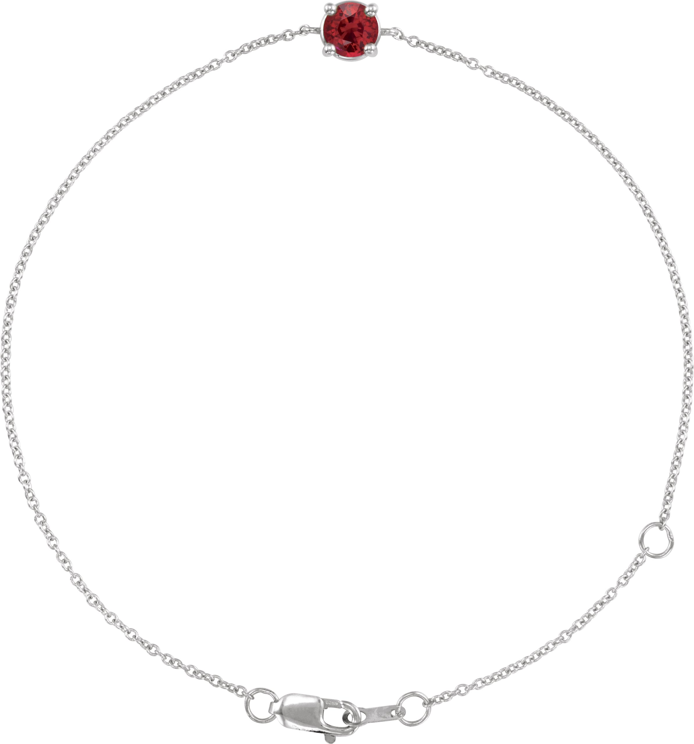 Sterling Silver Natural Ruby  6 1/2-7-1/2 Bracelet