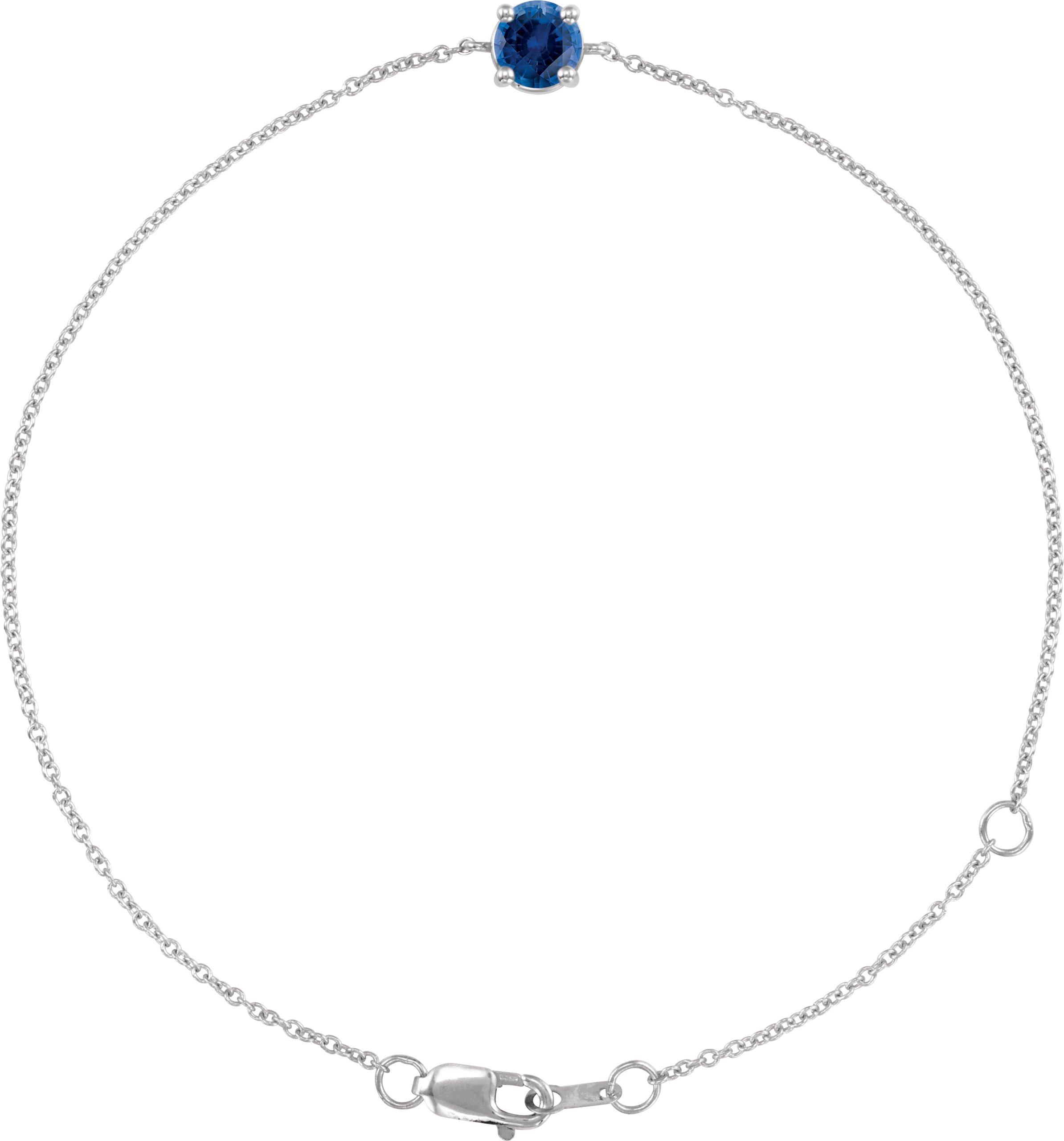 14K White Lab-Grown Blue Sapphire  6 1/2-7-1/2 Bracelet