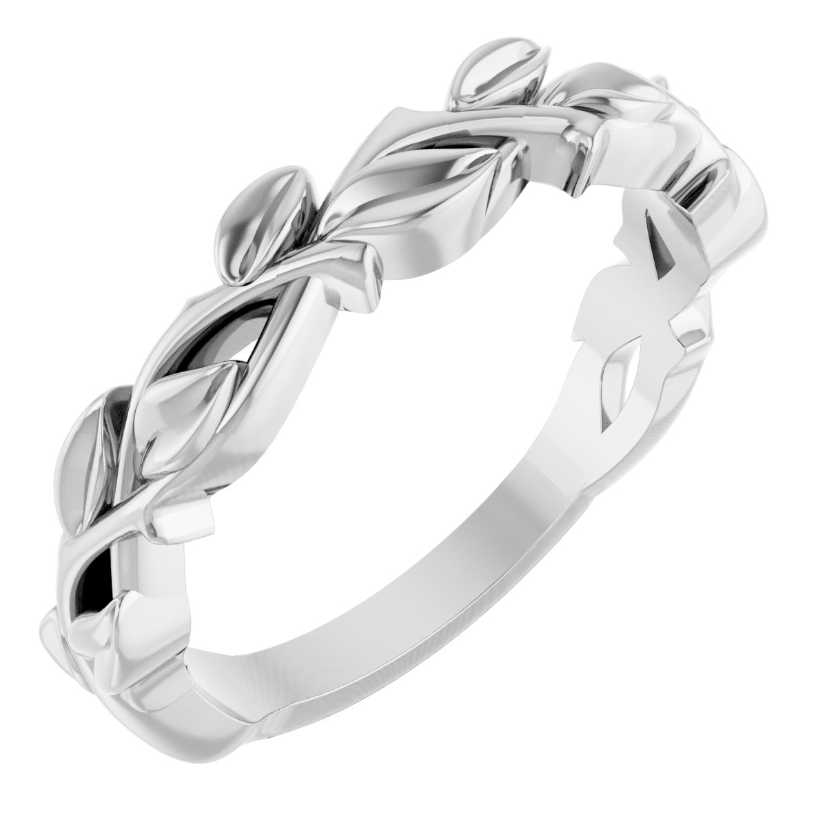 Floral Standard-Fit Band – 14K X1 White Gold