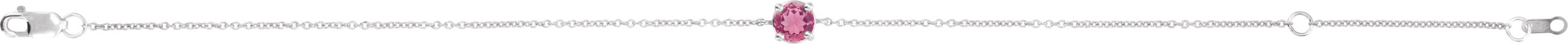 Sterling Silver Natural Pink Tourmaline  6 1/2-7-1/2 Bracelet