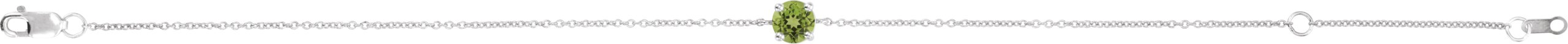 14K White Natural Peridot  6 1/2-7-1/2 Bracelet