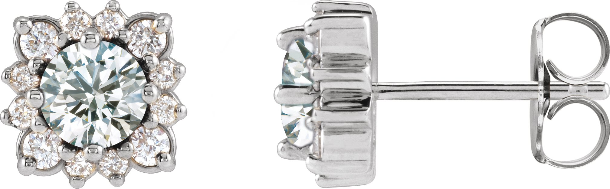 Round Halo-Style Earrings